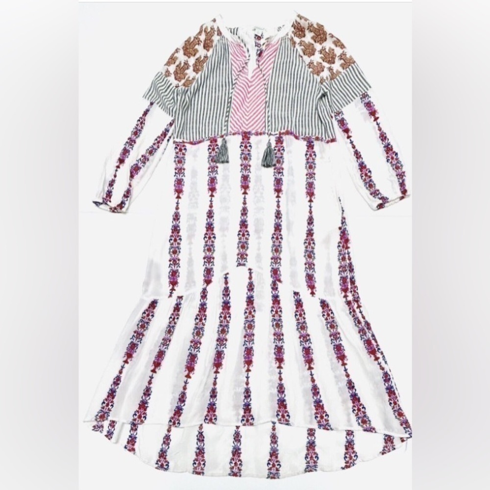 Sundance Laisella Embroidered Maxi Kaftan Dress long sleeve
